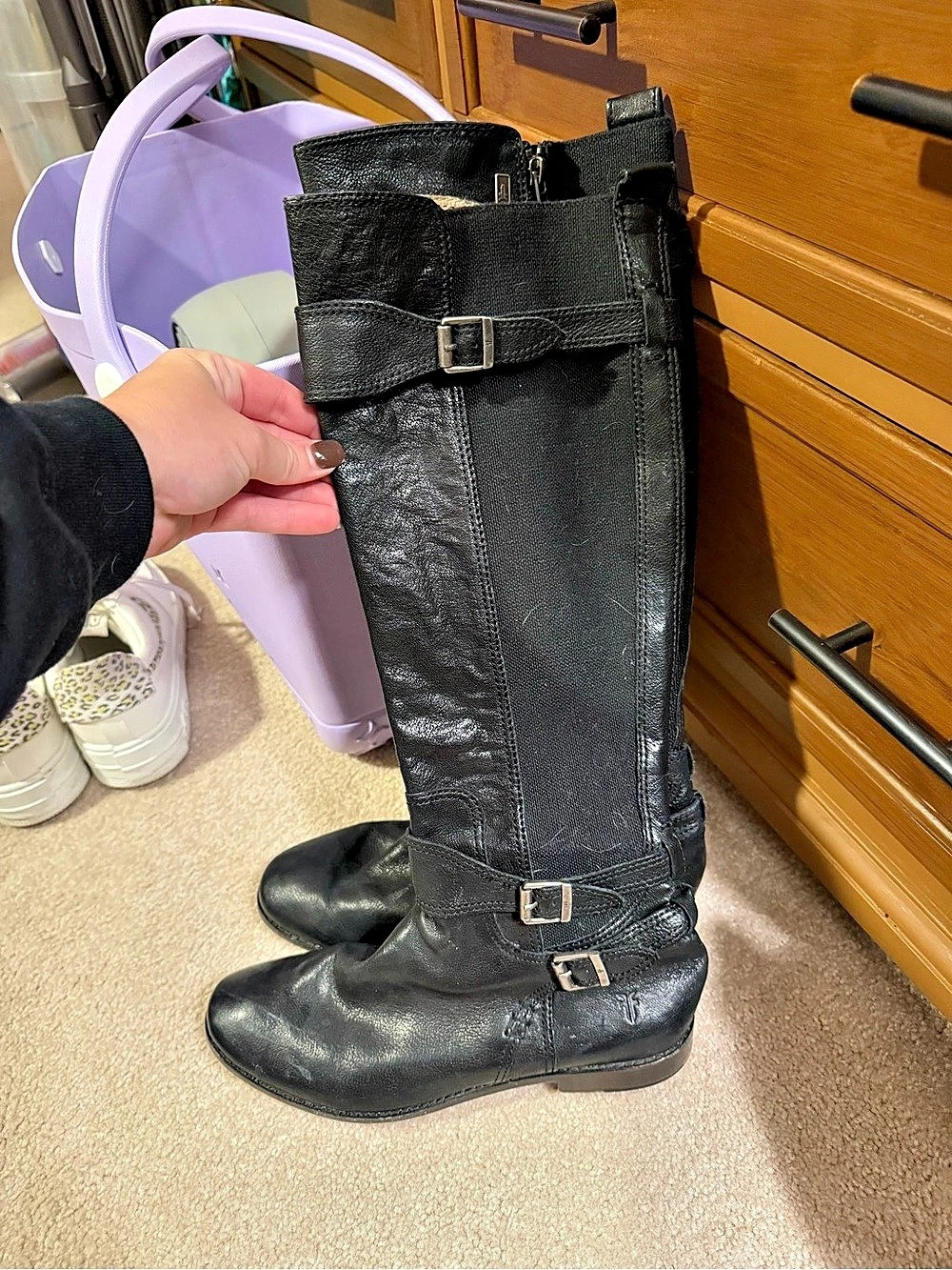 Frye Anna Gore Tall Riding Boots Black